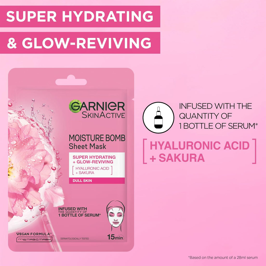 Garnier Tuchmasken-Set, Gesichtsmaske Für Gesicht Und Augen, Mit Frische- Und Feuchtigkeits-Boost Für Verschiedene Hautbedürfnisse, Skinactive Discovery Collection, 5 Tuchmasken