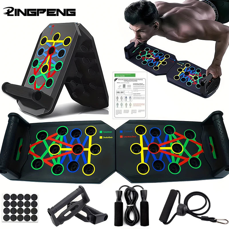 Elevate Your Fitness Routine with the Portable Multifunctional Push-Up Board Set – Foldable Equipment for Comprehensive Chest, Abdomen, Arms, and Back Training